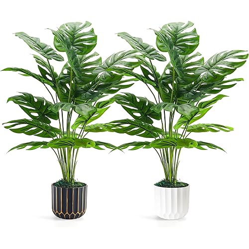 Der Rose 2 Packs 28'' Fake Plants DIY Artificial Tropical Faux Plants Tall for Home Room Office Farmhouse Decor Indoor