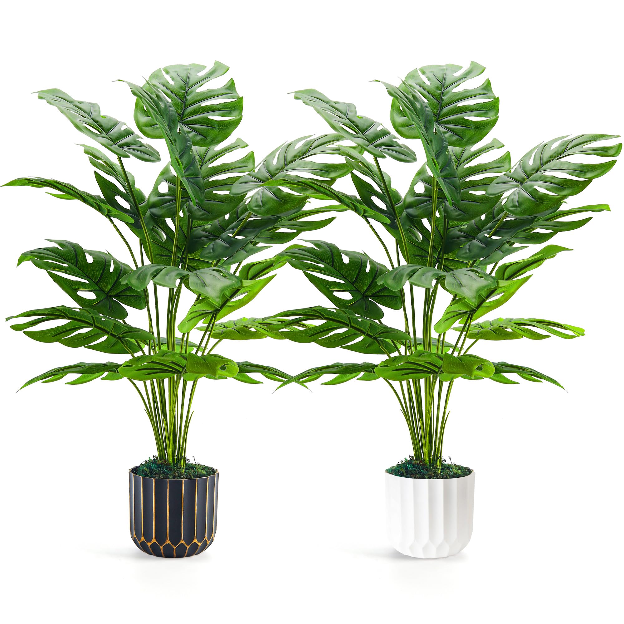 Der Rose 2 Packs 28'' Fake Plants DIY Artificial Tropical Faux Plants ...
