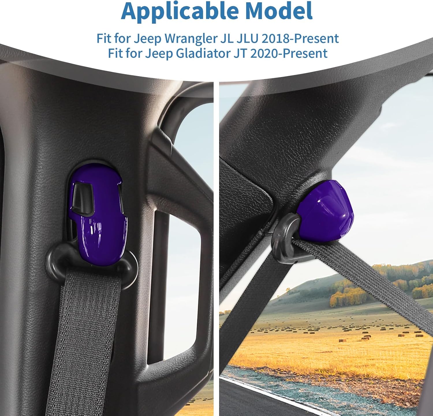 for Jeep JL Purple Seat Belt Trim Cover for Jeep Wrangler JL JLU 2018+ for Gladiator JT 2020-Present ABS Interior Accessories 4pcs