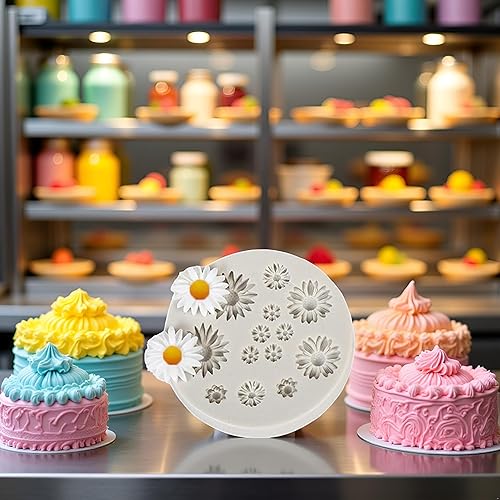 Miniatura 6 de Linda margarita flor Fondant molde flor caramelo moldes de silicona para decoración de pasteles Cupcake Topper chocolate polímero arcilla goma pasta