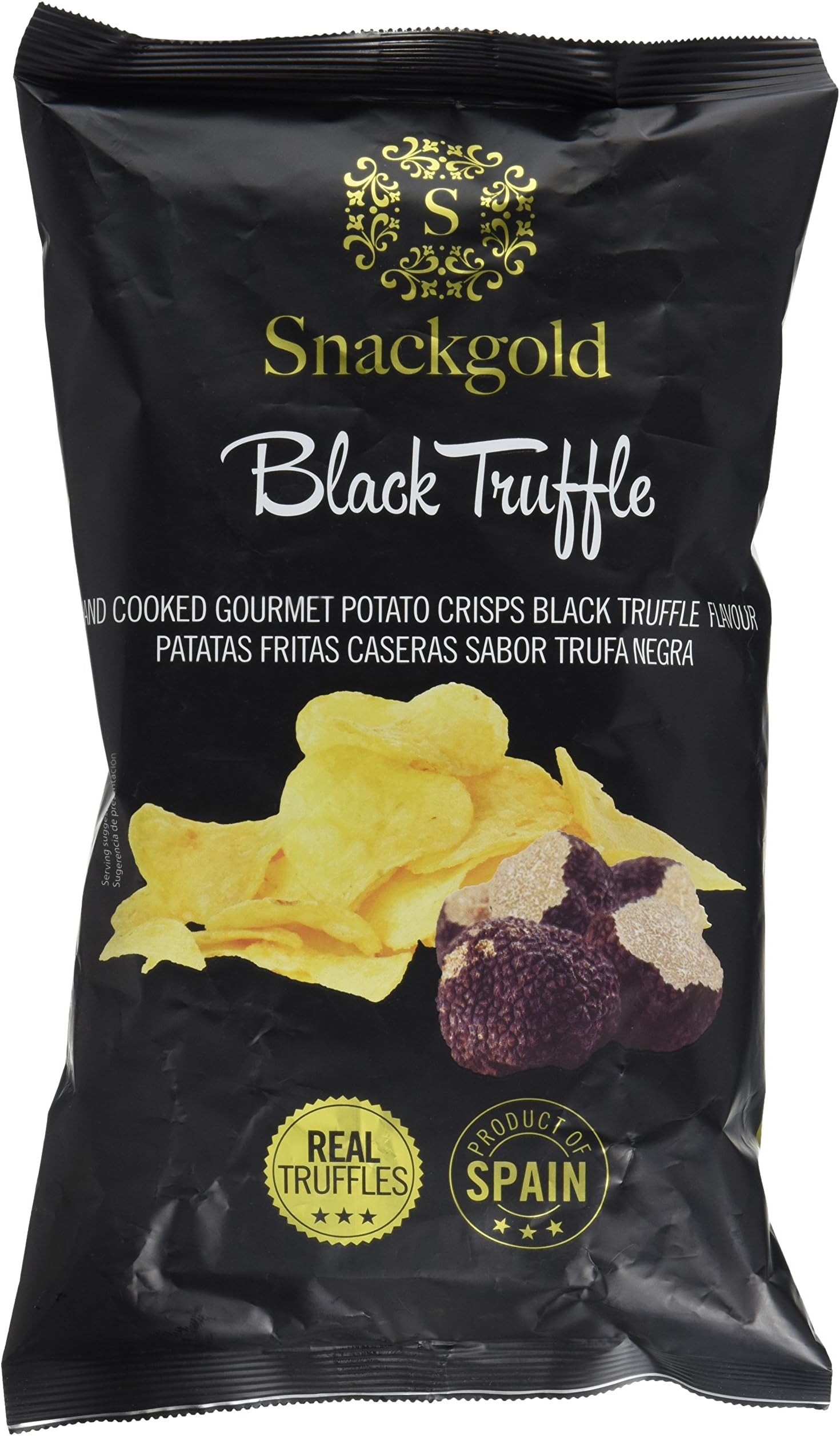 Snackgold Black Truffle Gourmet Potato Chips Large Bag, 4.9 Ounce