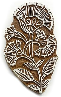 Indian Hand Carved Flower Design Wooden Printing Block Textile Stamp