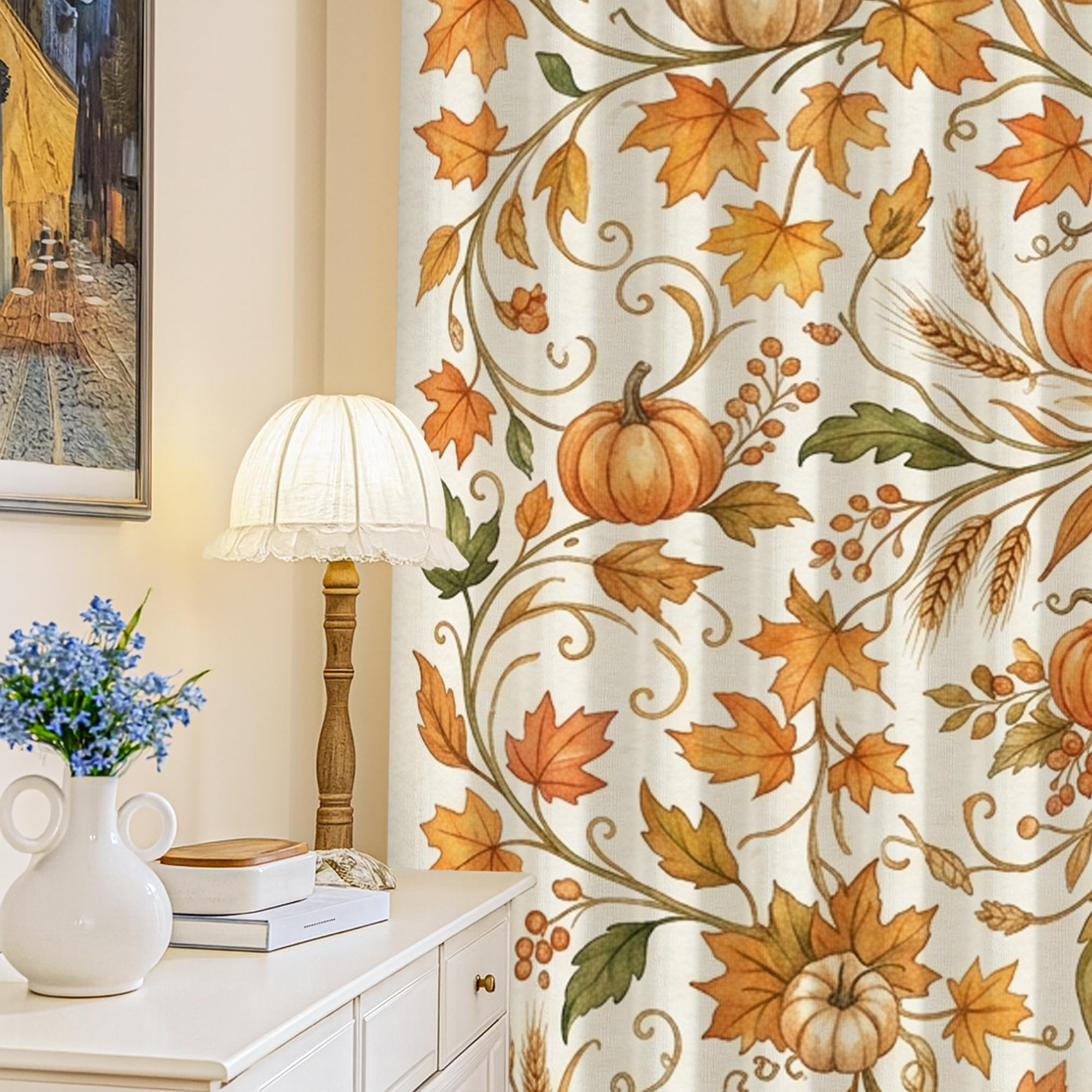 Rideaux occultants orange citrouille 132x213cm pour chambre et bureau