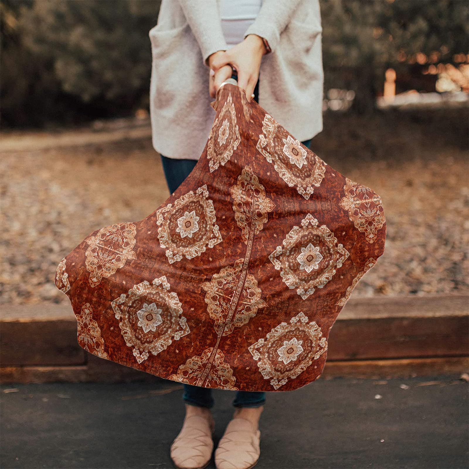 Nursing Cover for Breastfeeding Scarf, Turkish Style Flower Textured Vintage Baby Car Covers Super Soft Multi Use for Canopy Shopping Cart Cover Blanket Stroller Cover