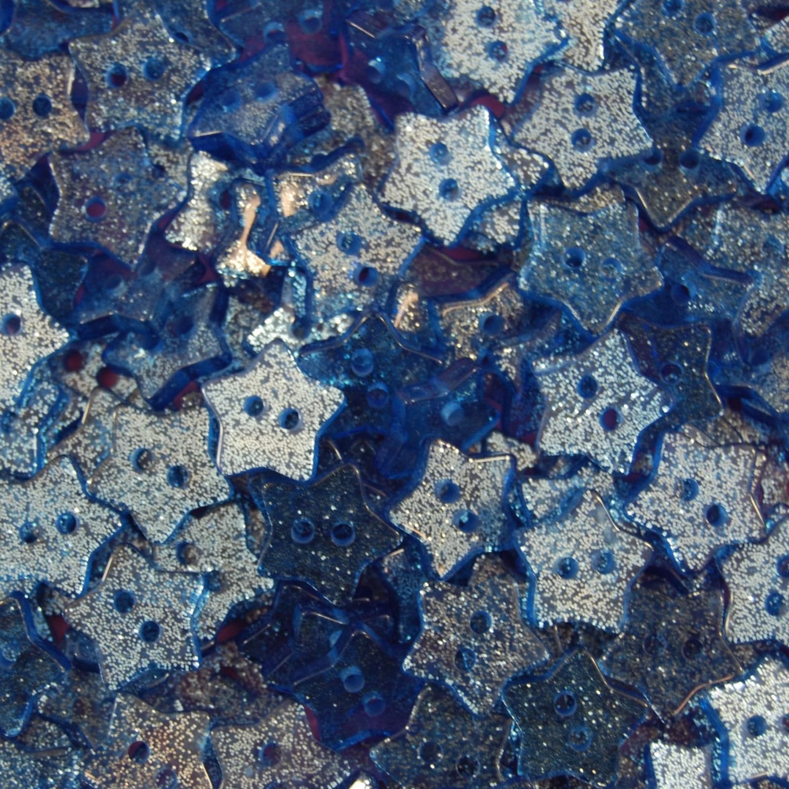 14mm Glitter Star Buttons - Choice of Colours - Ideal for Sewing/Knitting/Clothes & Scrapbooking (Blue, Pack of 100)
