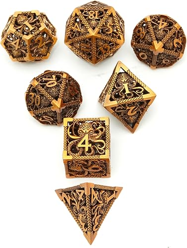 Miniatura 36 de DND - Juego de dados de metal para Dungeons and Dragons, dados de metal único DND, dados de poliedro D y D con caja para juegos de rol D20, D12