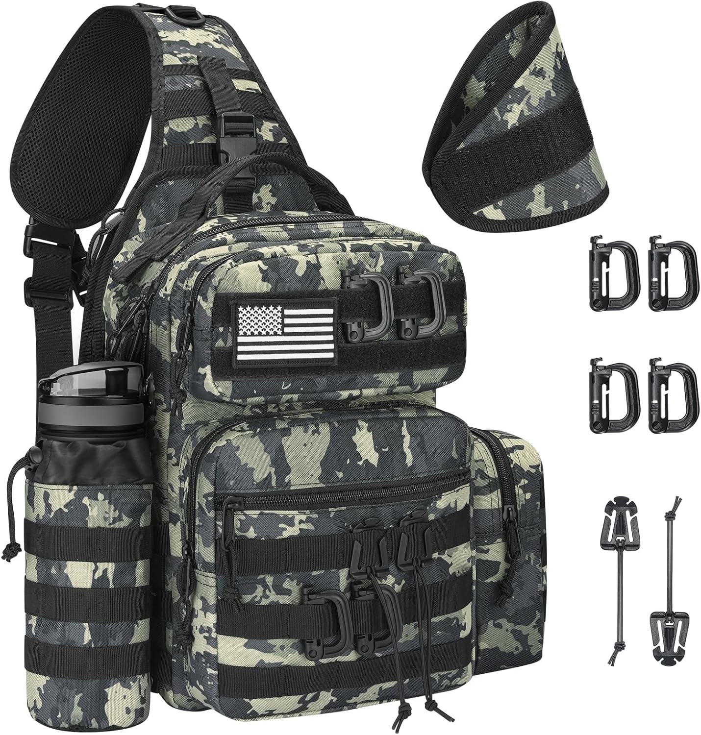 CVLIFE Tactical Sling Bag Backpack for Men Military Shoulder Sling Bag Molle Army Assault Detachable Tactical Bag with Bottle Holder Concealed Carry Daily Day Pack Work Bag for EDC Hiking, Shadowstand