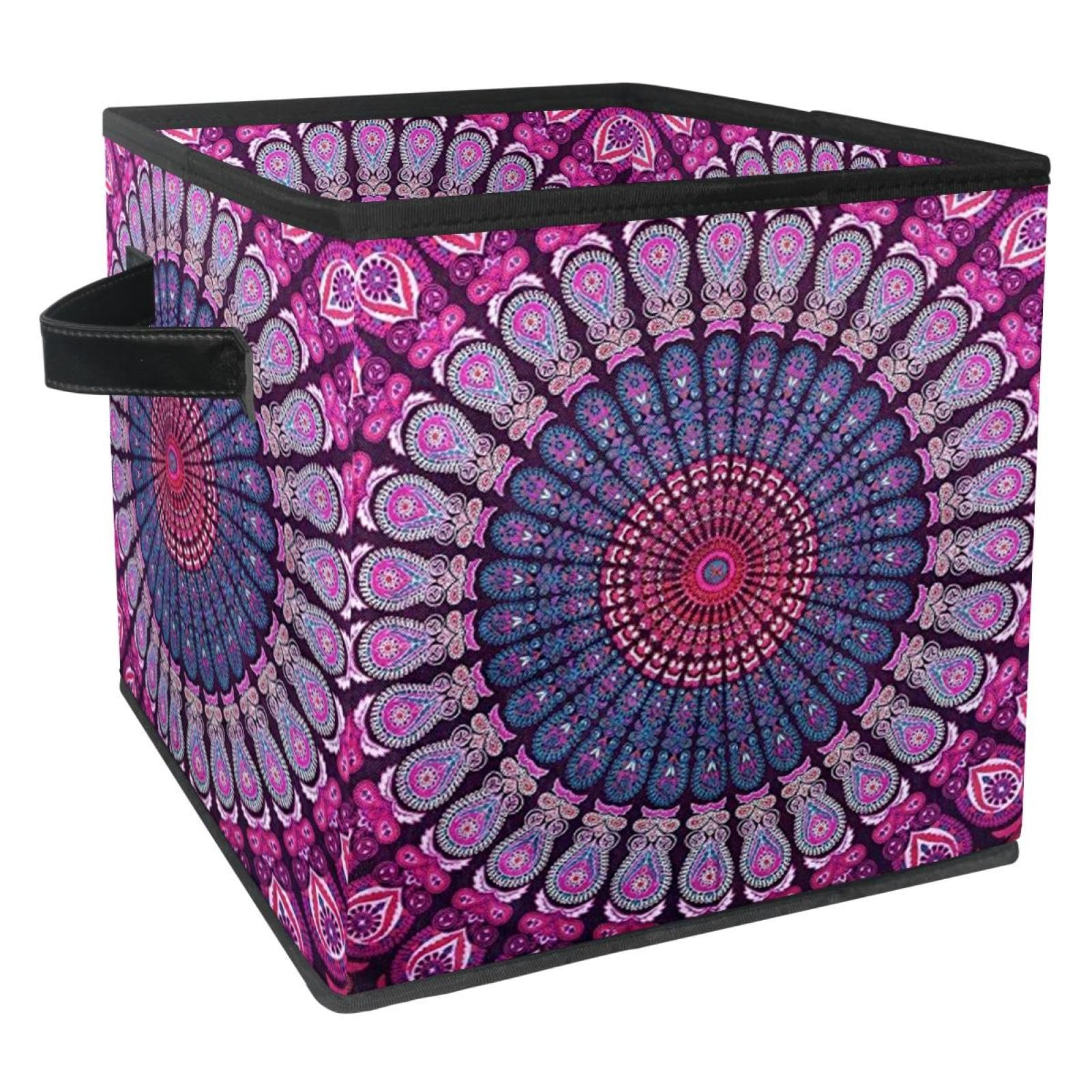 Boîte de rangement tissu cube pliable Doble Mandala poignées pour jouet vêtement livre
