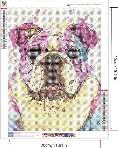 Miniatura 2 de Zimal Pintura de diamantes de imitación Bulldog 5D con bordado de diamantes, imagen 3D de diamantes de imitación, punto de cruz, 11.8 x 15.8 pulgadas