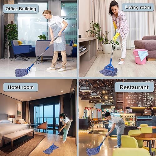 Miniatura 9 de JERIA Paquete de 4 repuestos de cabezales de trapeador resistentes, cabezal de trapeador de cuerda para uso comercial, utilizado para el hogar, la