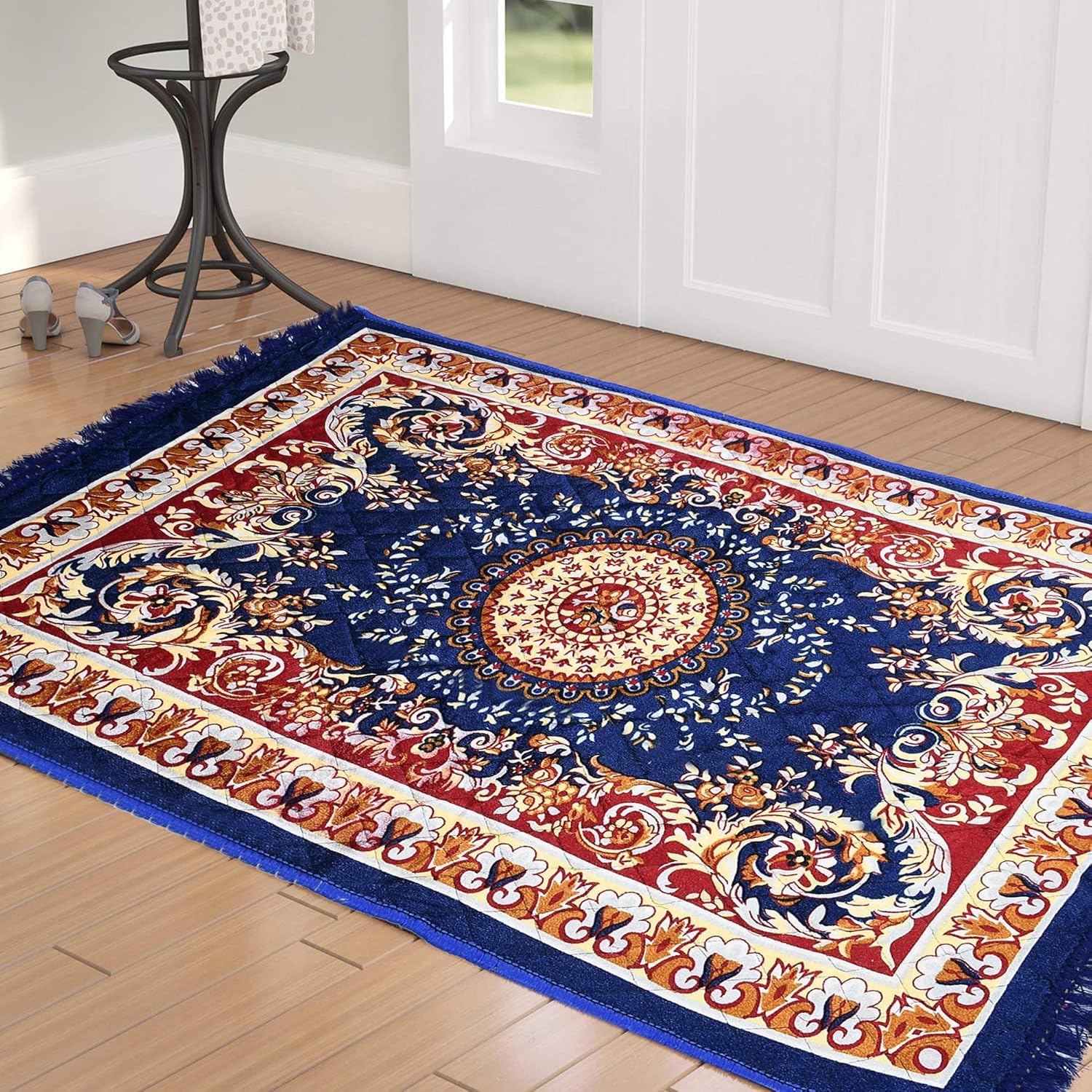 Amazon Brand - Solimo Superfine Velvet Carpet | Lightweight | Easy to Clean (Blue) (123 x 78 x 1 cm) (B0D1VGHV86) Amazon Price History, Amazon Price Tracker
