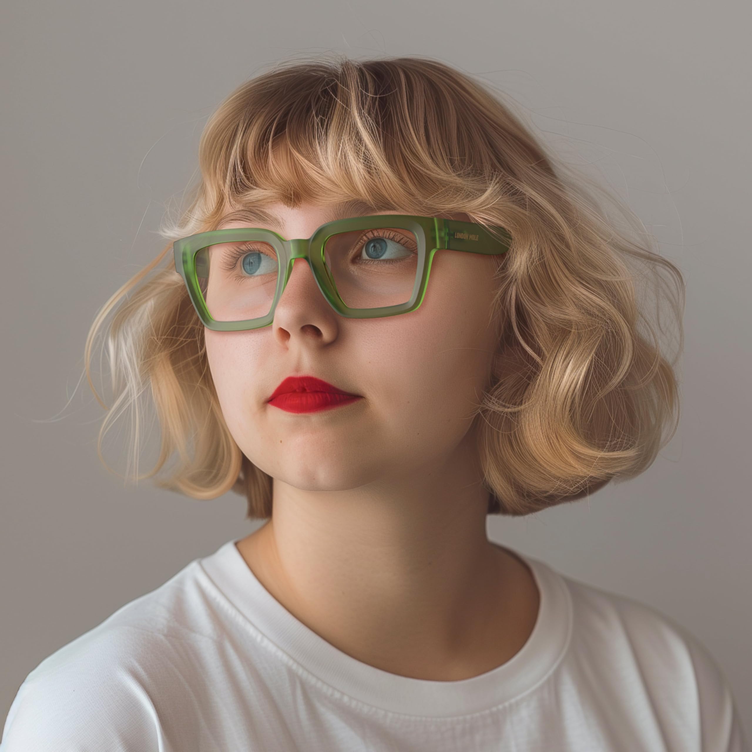 LONDON MOLE® Phoenix large oversized reading glasses, Rubberised Transparent Green, M-L - Image 2