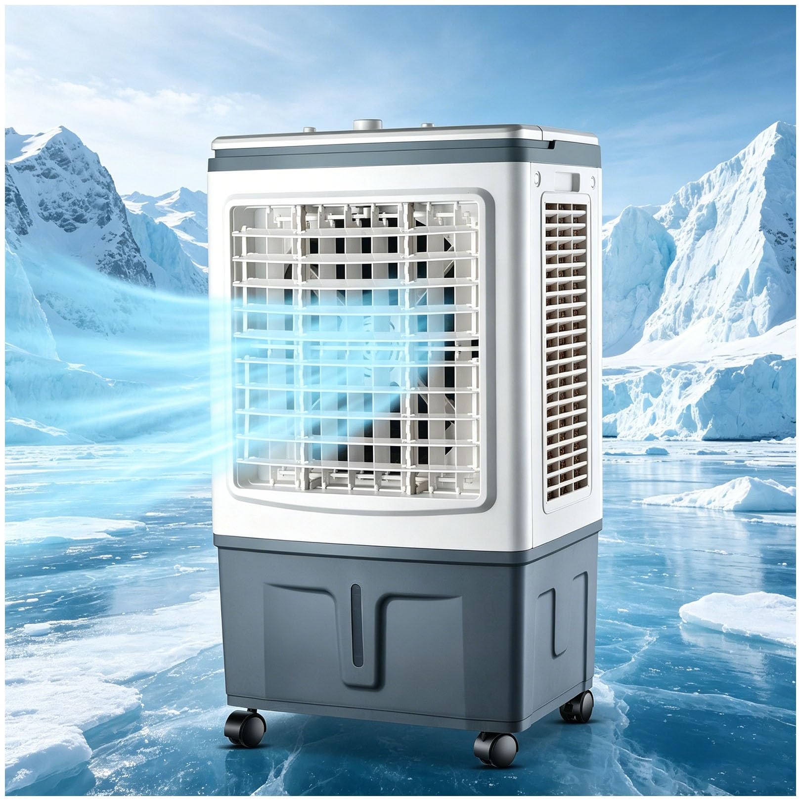 Air Cooler & Fan 3-in-1, 1758 CFM Large Airflow, 30L Reservoir, 120° Auto Swing, 4 Casters, 3 Speeds, Ventless, 100W, Ideal for Apartment RV & Camping