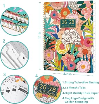 Planner 2026-2028 - 2 Year Calendar with 24 Months Tabs