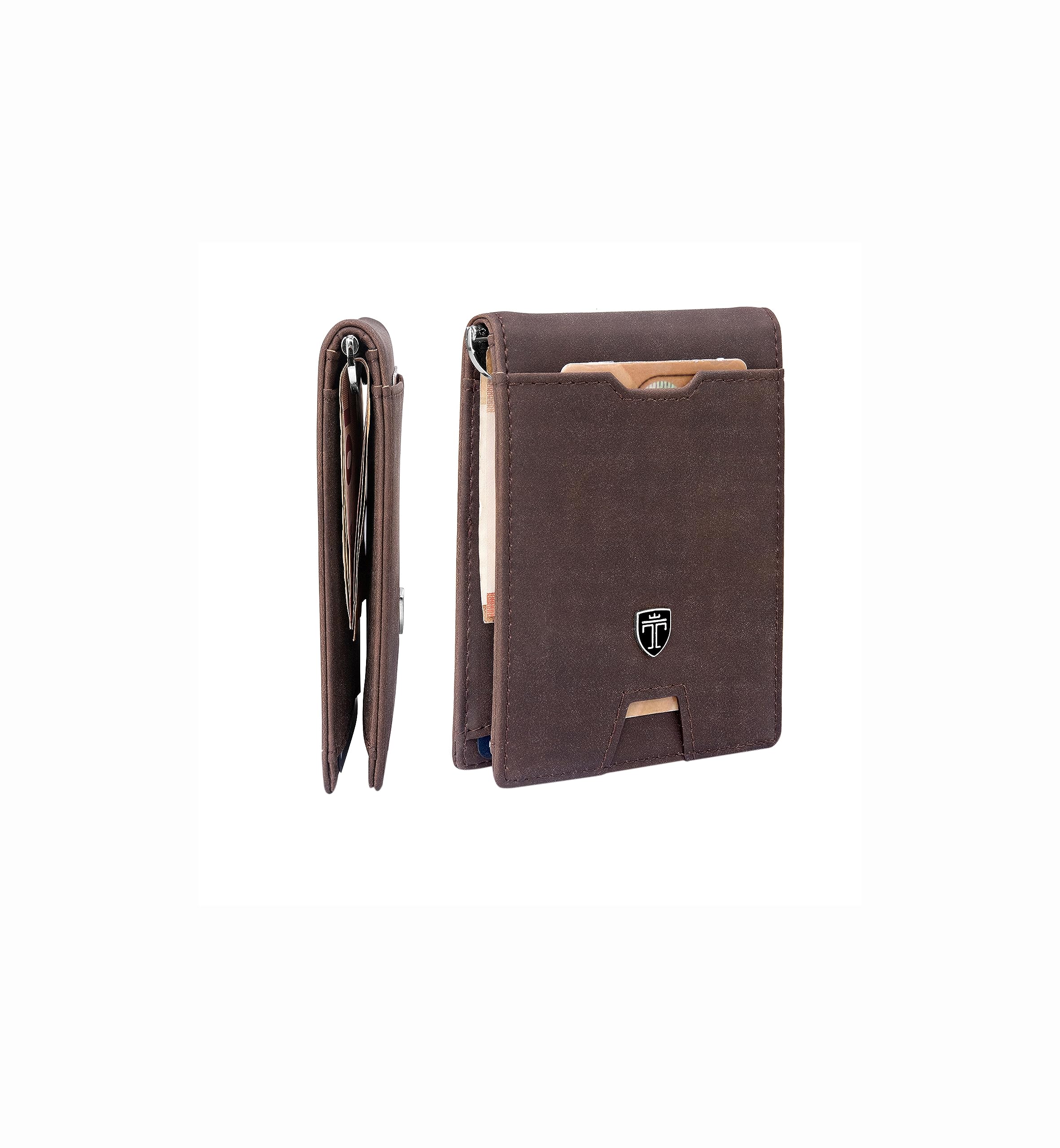 TRAVANDO Portafoglio uomo piccolo con protezione RFID „VIENNA“ Porta carte di credito con clip per contanti, Portafogli Porta tessere slim tascabile, Portatessere Raccoglitore banconote