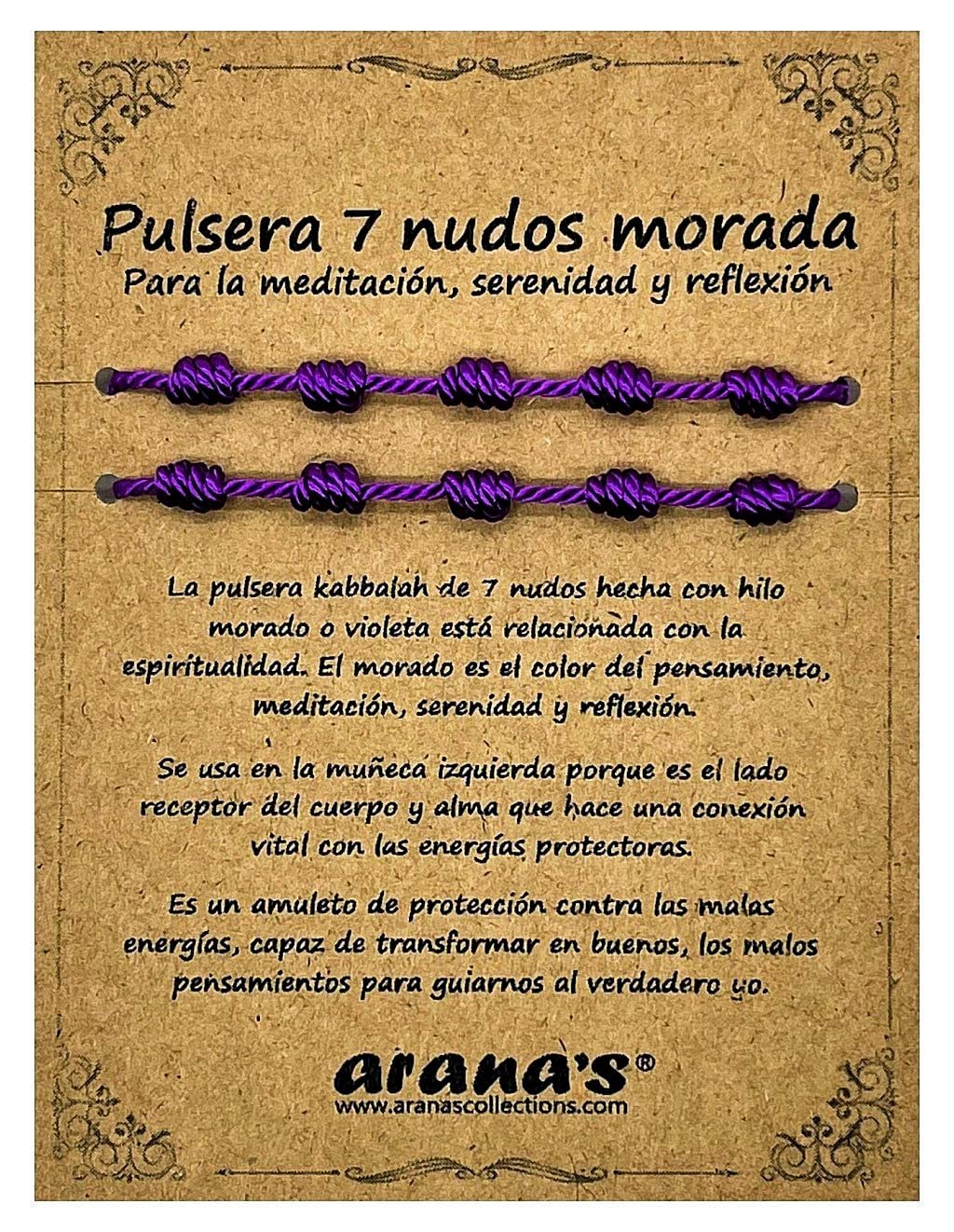 arana's Pulsera 7 nudos negra mujer hombre - Hilo negro del destino - Protección energía negativa - Amuleto de la buena suerte