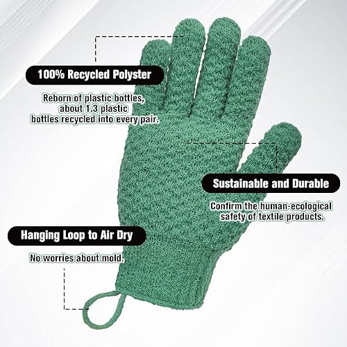 Miniatura 22 de Evridwear Guantes de baño exfoliantes de doble textura para ducha, spa, masaje y exfoliaciones corporales, removedor de células muertas de la piel