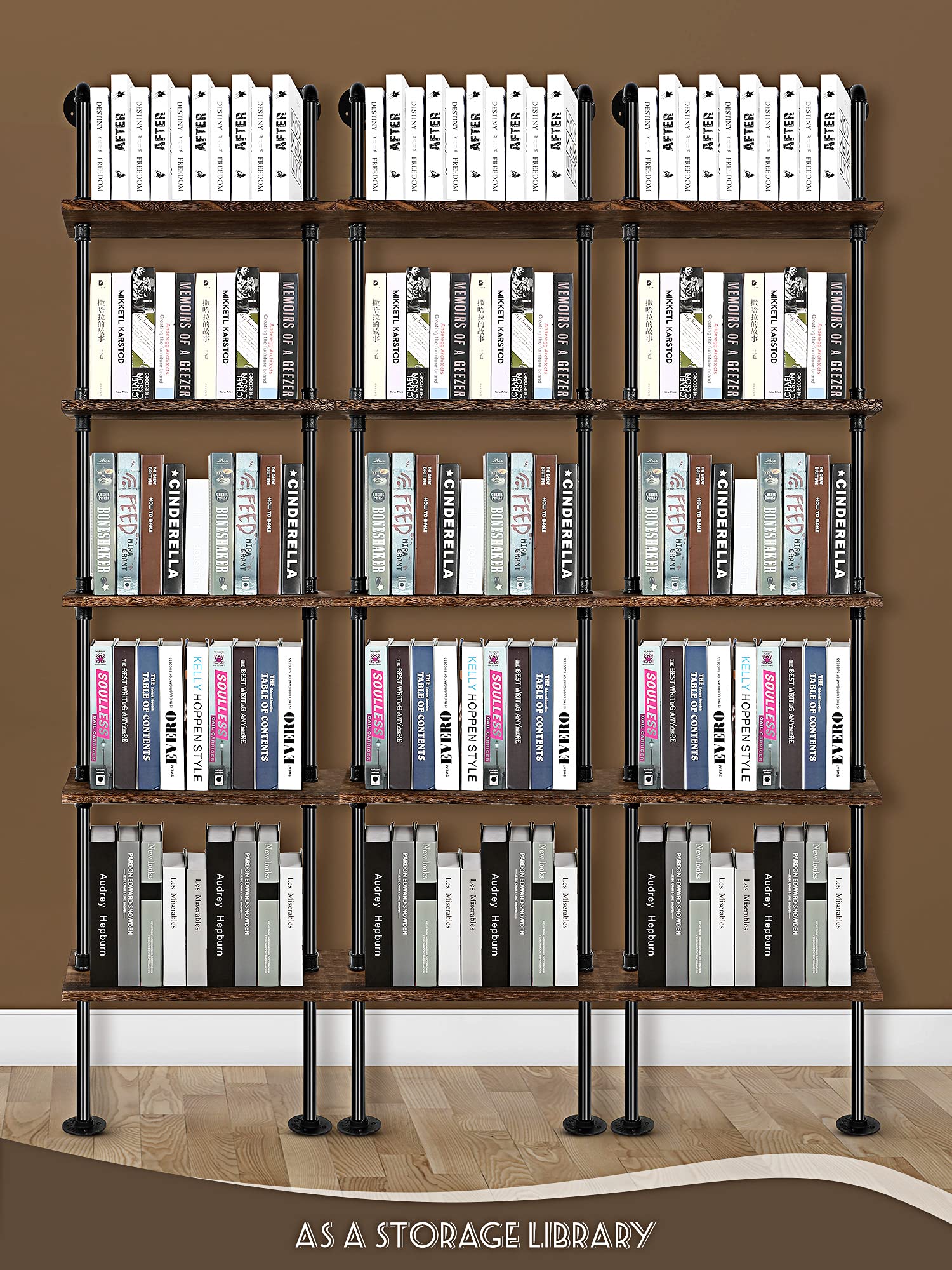 Buy 5 Tier Modern Bookcase Wall Mount Ladder Bookshelf Industrial Pipe