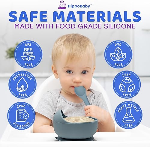 Miniatura 5 de Suministros de destete para bebés  Juego de 10 piezas de alimentación de silicona  Taza de babero para bebé niño pequeño plato dividido y cuenco