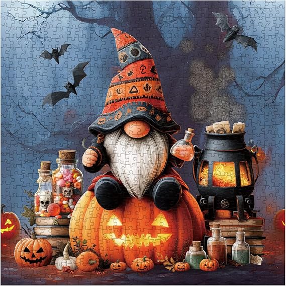 Magic Mystery Halloween Gnome Puzzles for Adults 1000 Pieces