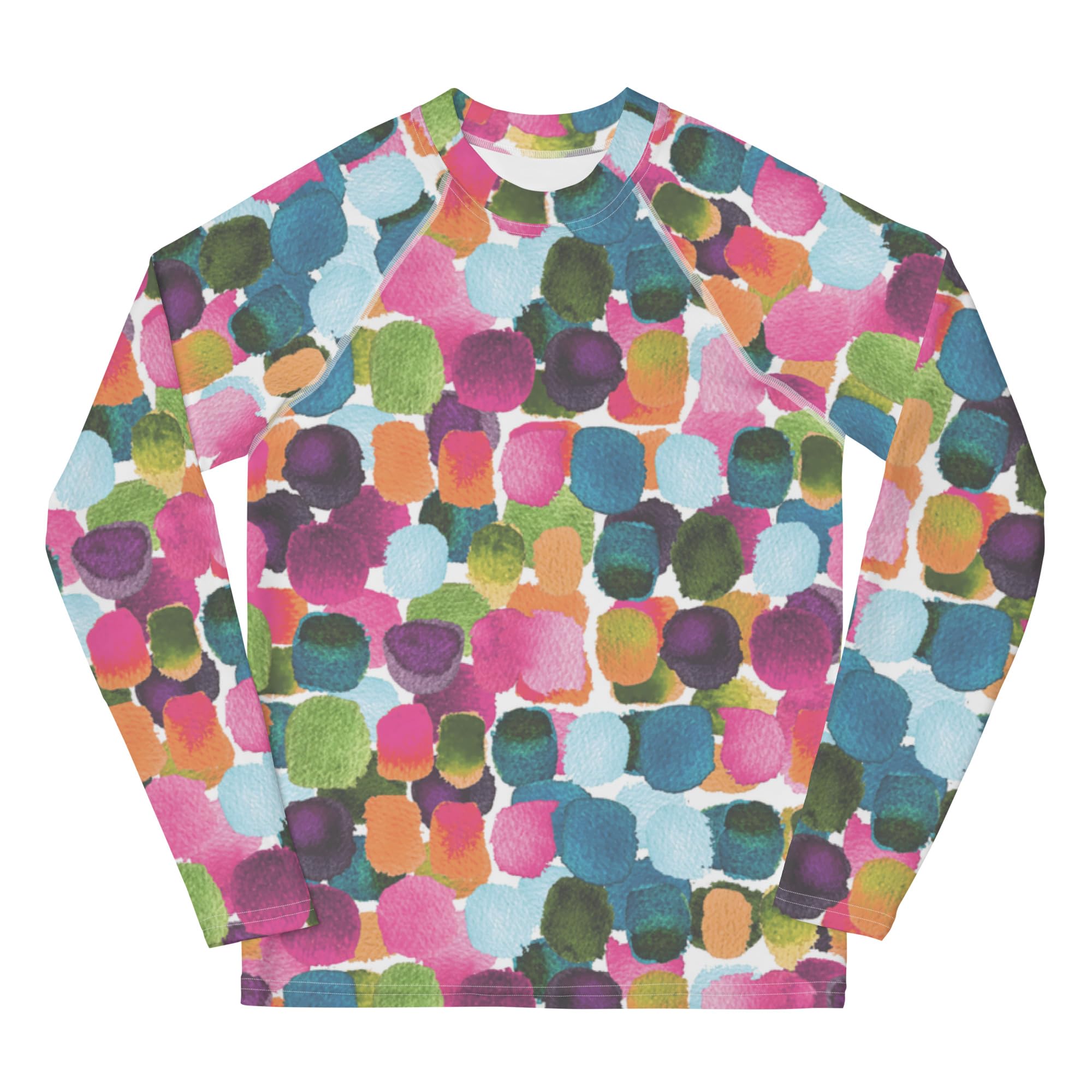 Rashguard Jugend Mädchen, Langarm, Badeshirt, Schwimmshirt, Sonnenschutz, Badebekleidung, Schnelltrocknend, UPF 50+, Rash Top mit Print, Rash Guard Shirt, UV Shutz, Dots, 134-158 cm