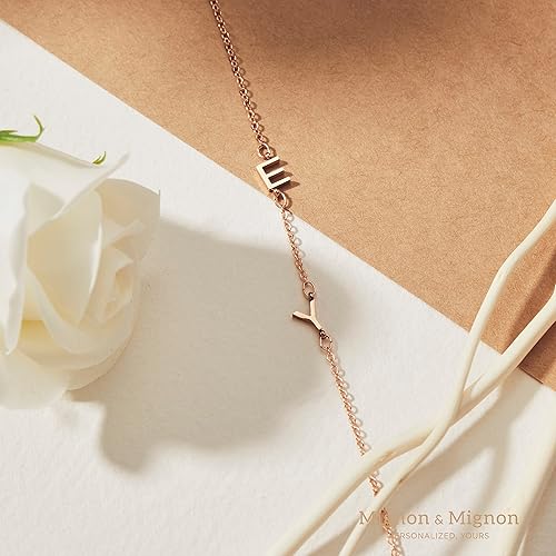 Miniatura 4 de MignonandMignon Sideways Tiny Initial Necklace  Off Center Letter  Personalized Name  Mothers Day Perfect Gift for Mom -SIN