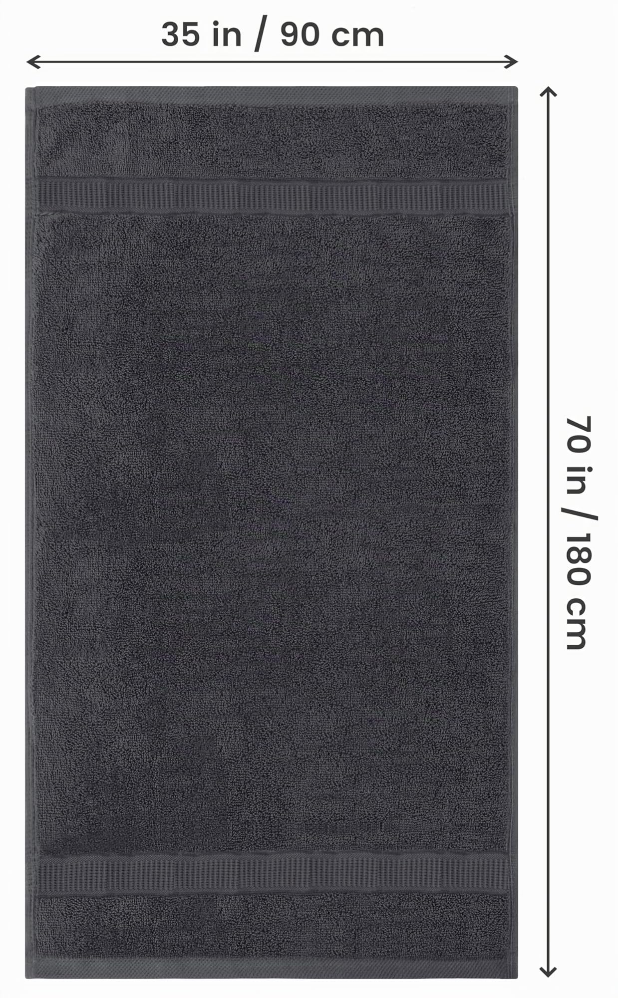 Utopia Towels Drap de Bain géant 2 pièces 100% Coton filé à Anneaux 90 x 180 cm Gris