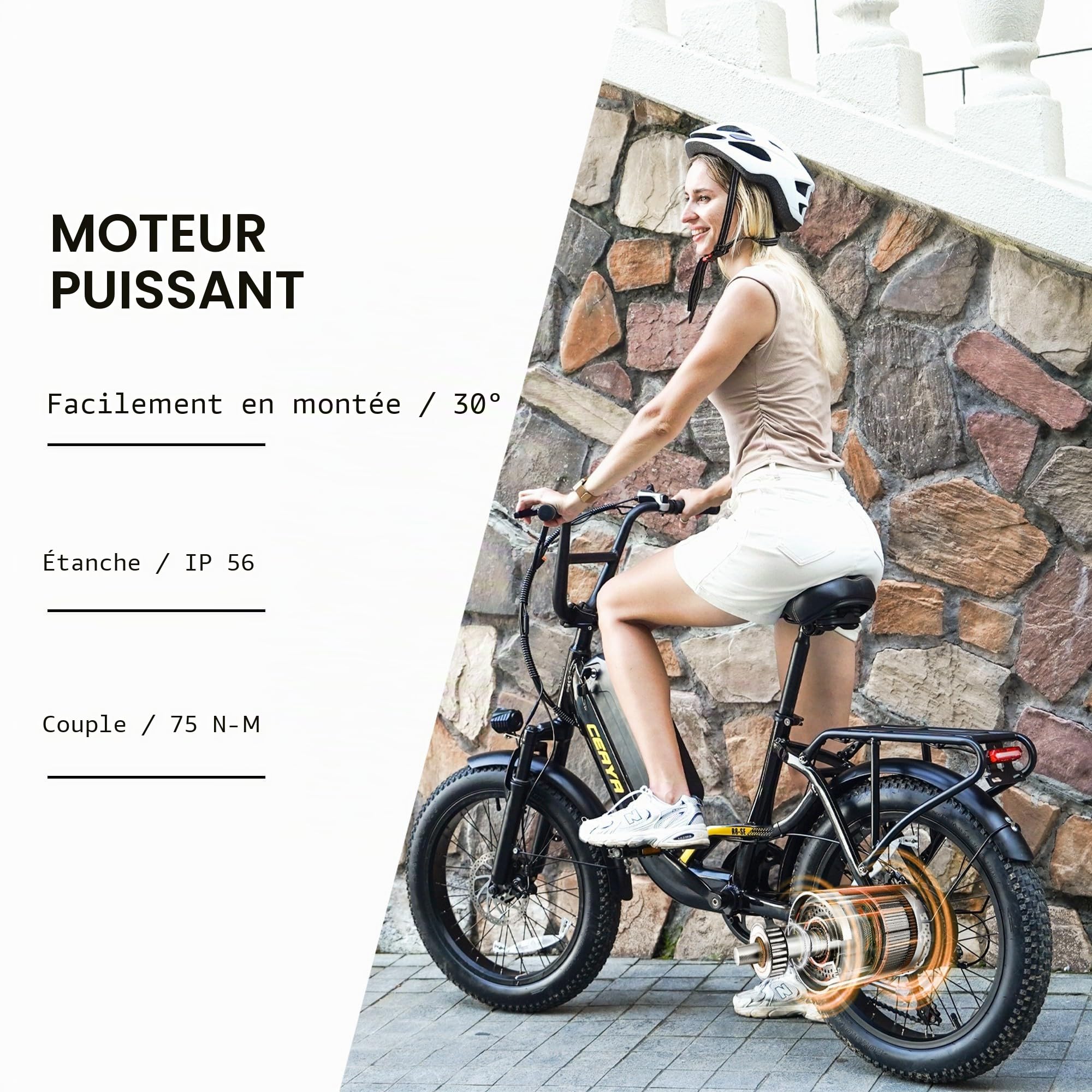 Vélo électrique 20 Pouces Ebike Homme Femme 3.0“ Fat Bike Electrique 48V15Ah,Pédalage Assisté,7 Vitesses,Écran LCD HD,Frein à Double Disque,Autonomie 45-70KM