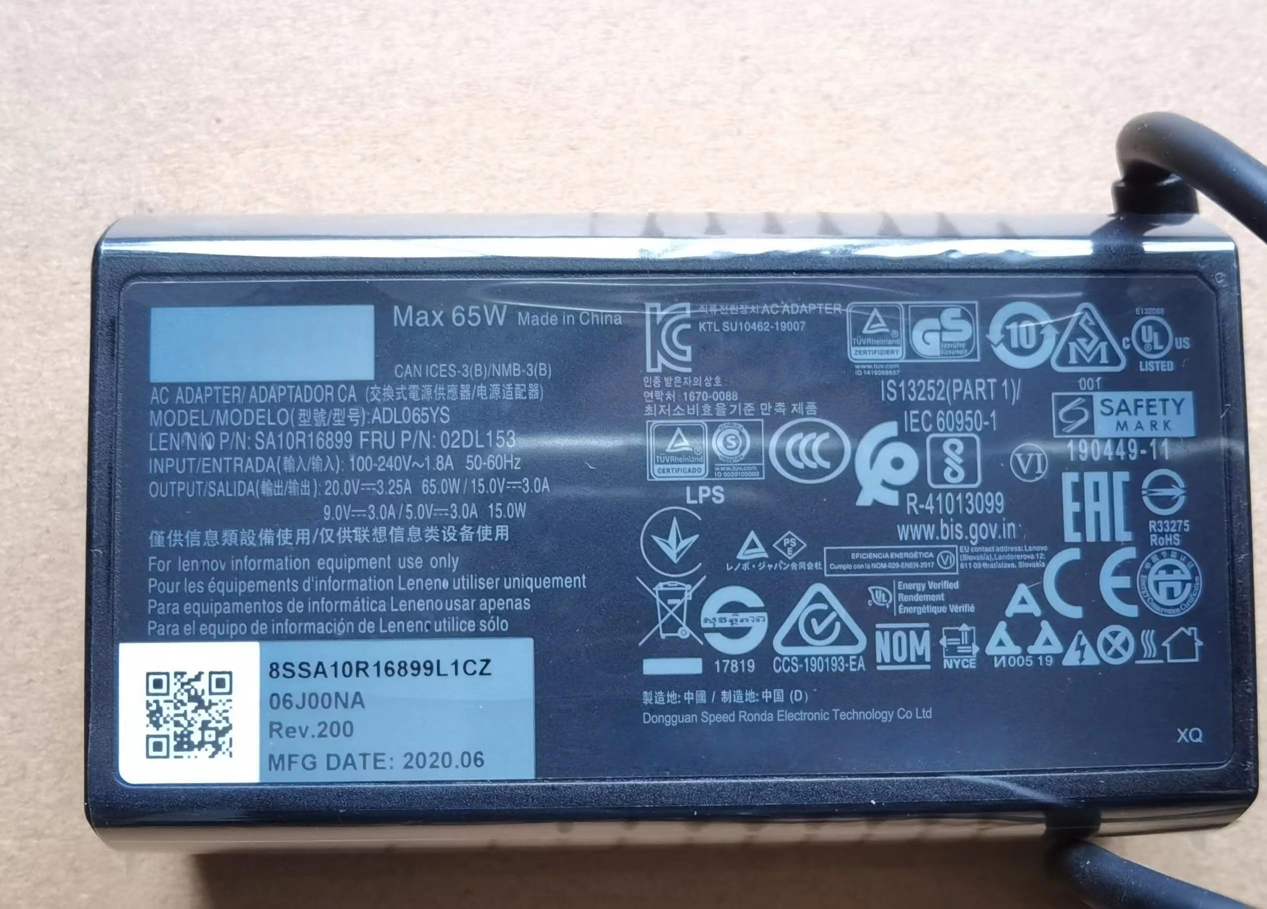 Ładowarka sieciowa USB C typu C 65 W ADLX65YCC3A pasuje do Lenovo ThinkPad E580 E585 E590 E590S E595 T480 T490 T580 Yoga S730 C930 C940 C740 zasilacz do laptopa