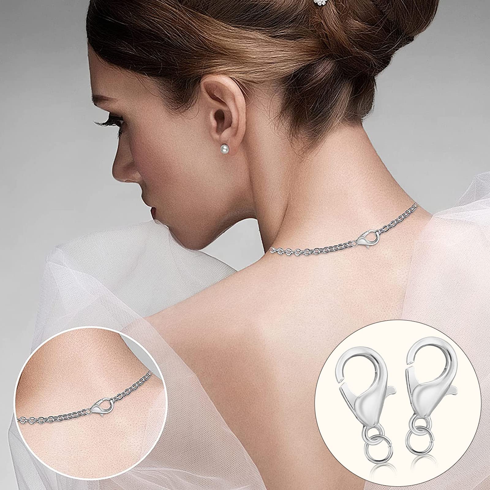 Kit 120 Pezzi Per Creazione Gioielli – 20 Moschettoni In Lega Di Zinco E 100 Anelli Aperti In Ferro, Colore Argento, Per Bracciali E Collane - 4