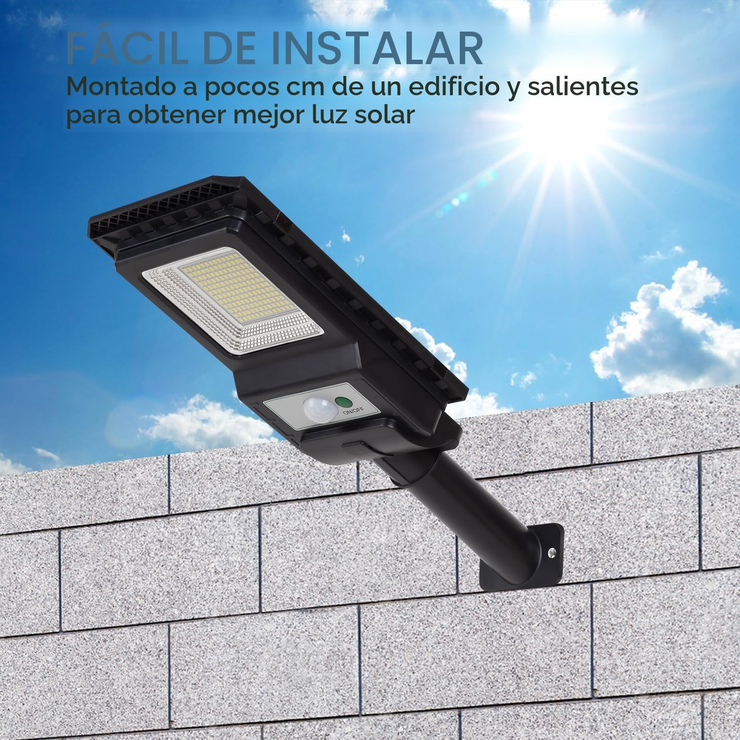 LEKIA Farolas Solar Exterior, Potente 100W Lámpara Solar Exterior con Detector de Movimiento, 156 LED 2000 Lúmenes Impermeable Foco Solares Exteriors Pared para Patio, Valla, Jardín - 2 Paquetes