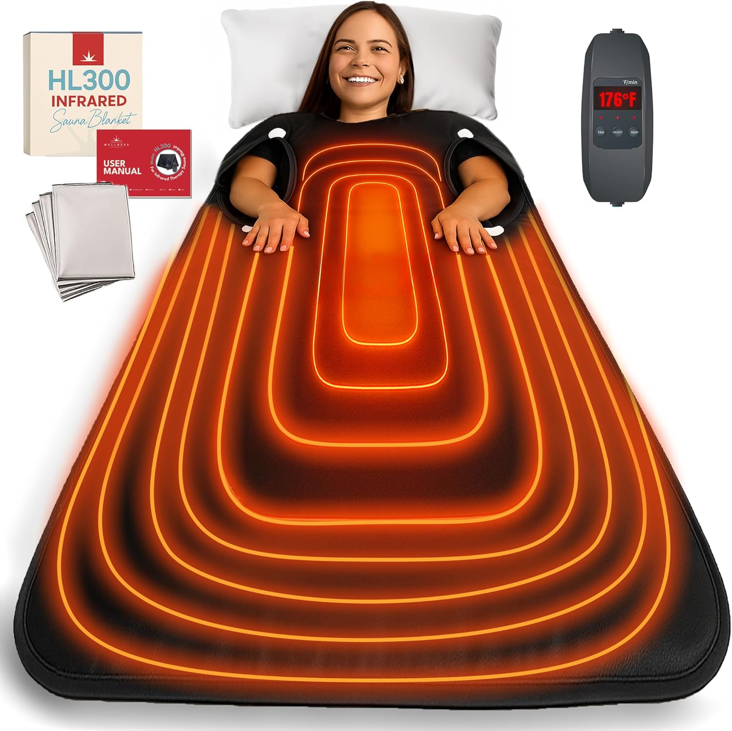 Infrared Sauna Blanket – Portable Sauna Blanket for Home Weight Loss and Detox, Personal Far Infrared Dry Therapy Bag for One Person Relaxation with Adjustable Temp 95-176°F. 120V 400 Watts 70″ x 31″ Infrared Sauna Blanket – Portable Sauna Blanket for Home Weight Loss and Detox, Personal Far Infrared Dry Therapy Bag for One Person Relaxation with Adjustable Temp 95-176°F. 120V 400 Watts 70″ x 31″