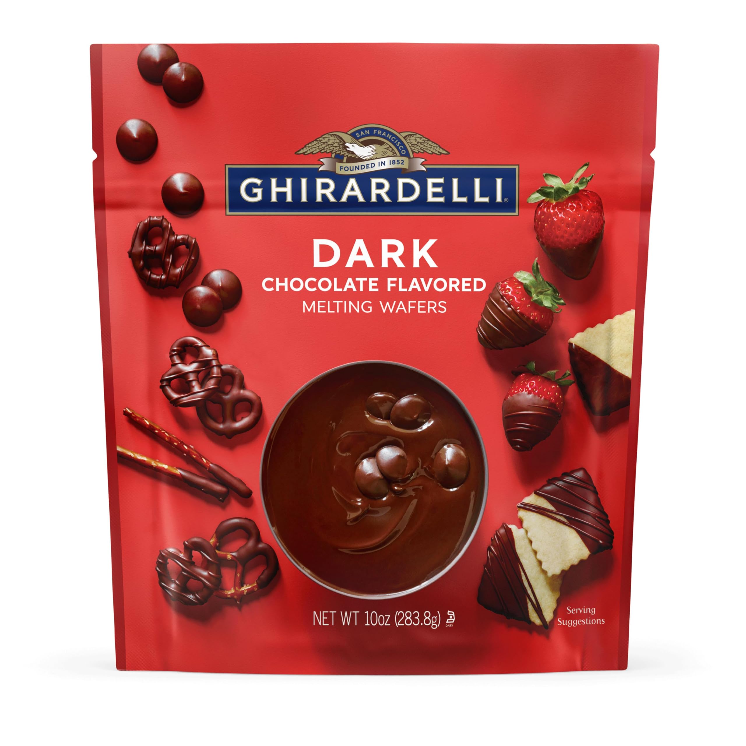 GHIRARDELLI Dark Chocolate Flavored Melting Wafers, 10 OZ Bag