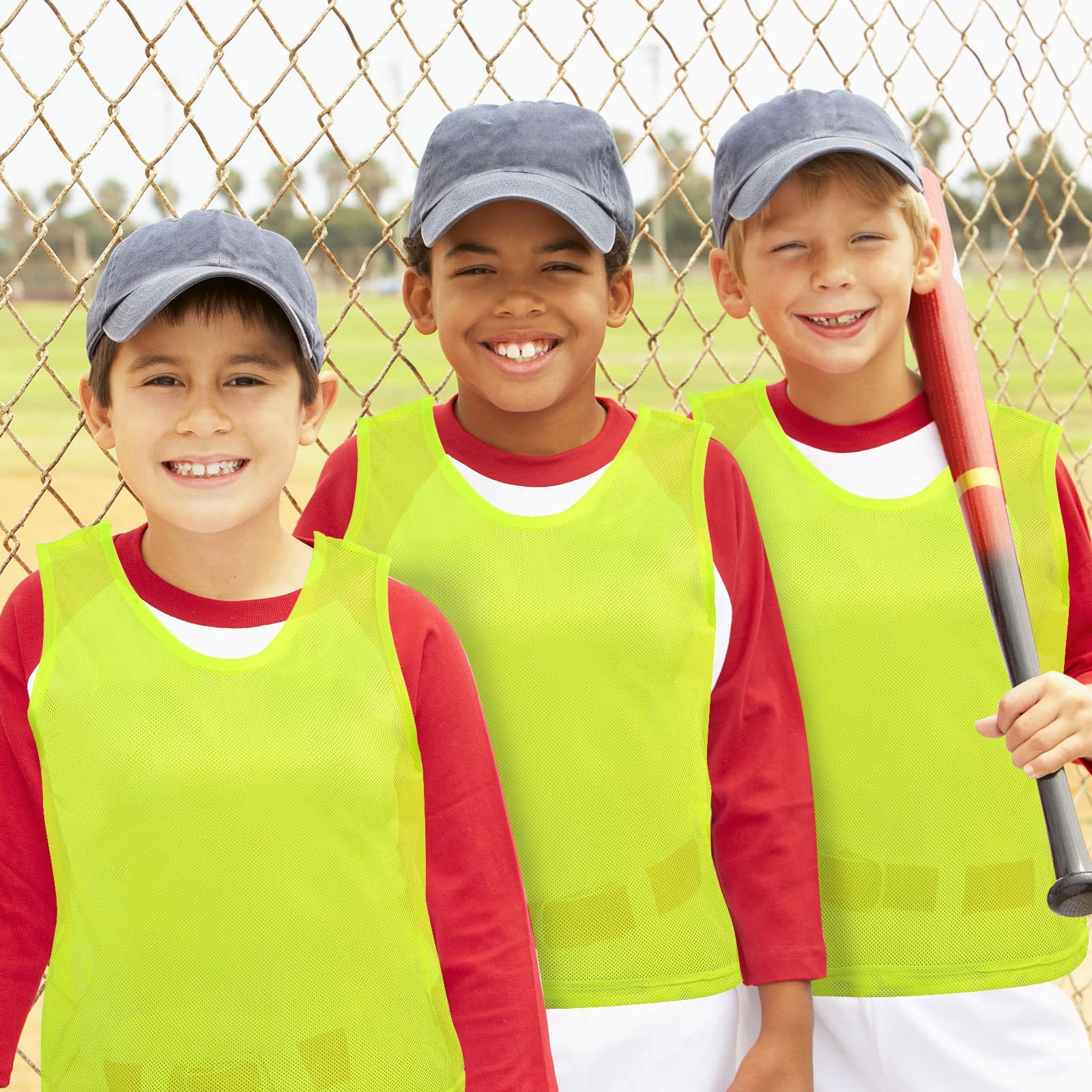 Newcotte 24 Pcs Pinnies Scrimmage Vests Team Practice Jersey Nylon Mesh Pennies for Soccer Basketball Sports