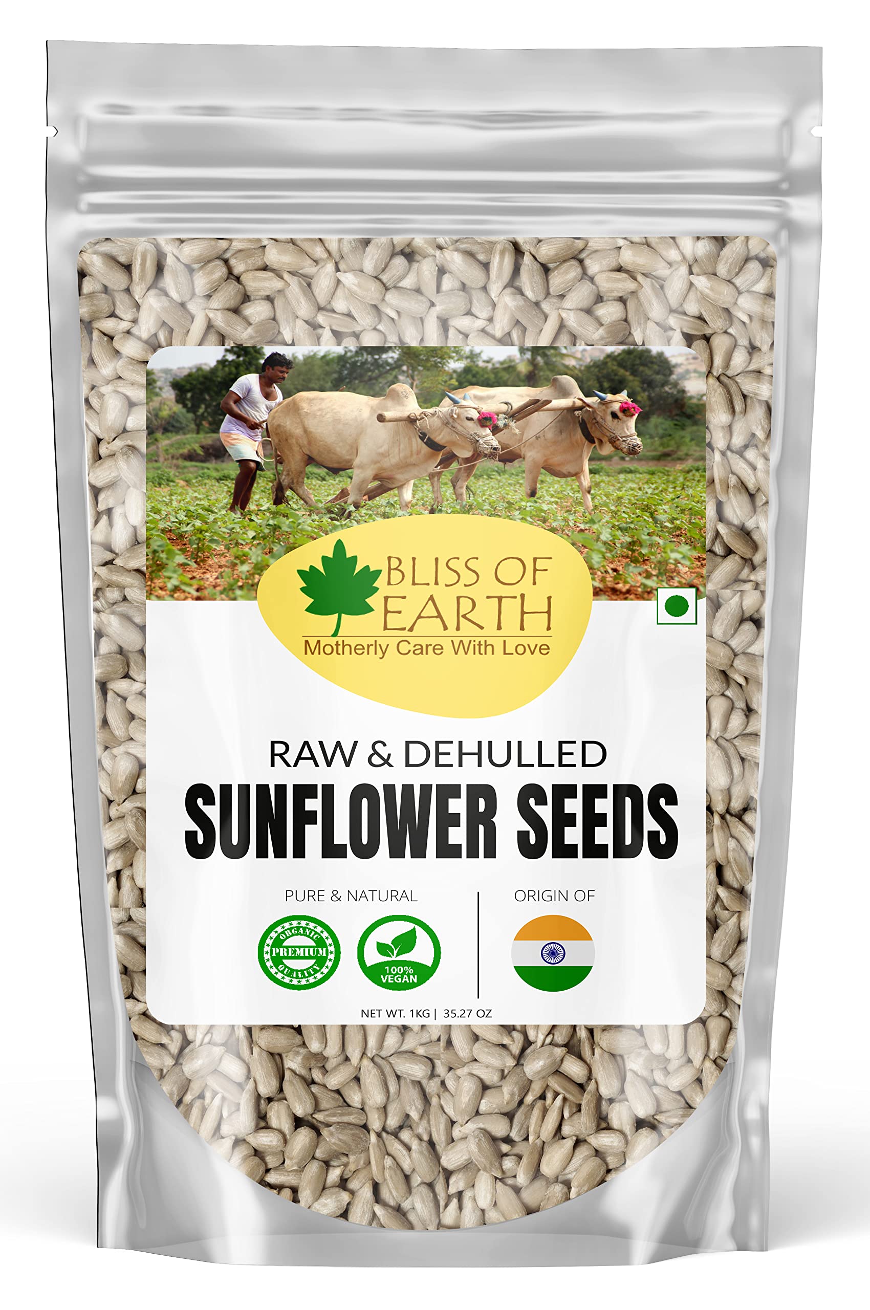 Sunflower Seeds 1kg - Dehulled Sunflower Seeds for Eating - Natural & Organic Superfood for Snacking - Rich in Fibre & Protein for Skin & Hair