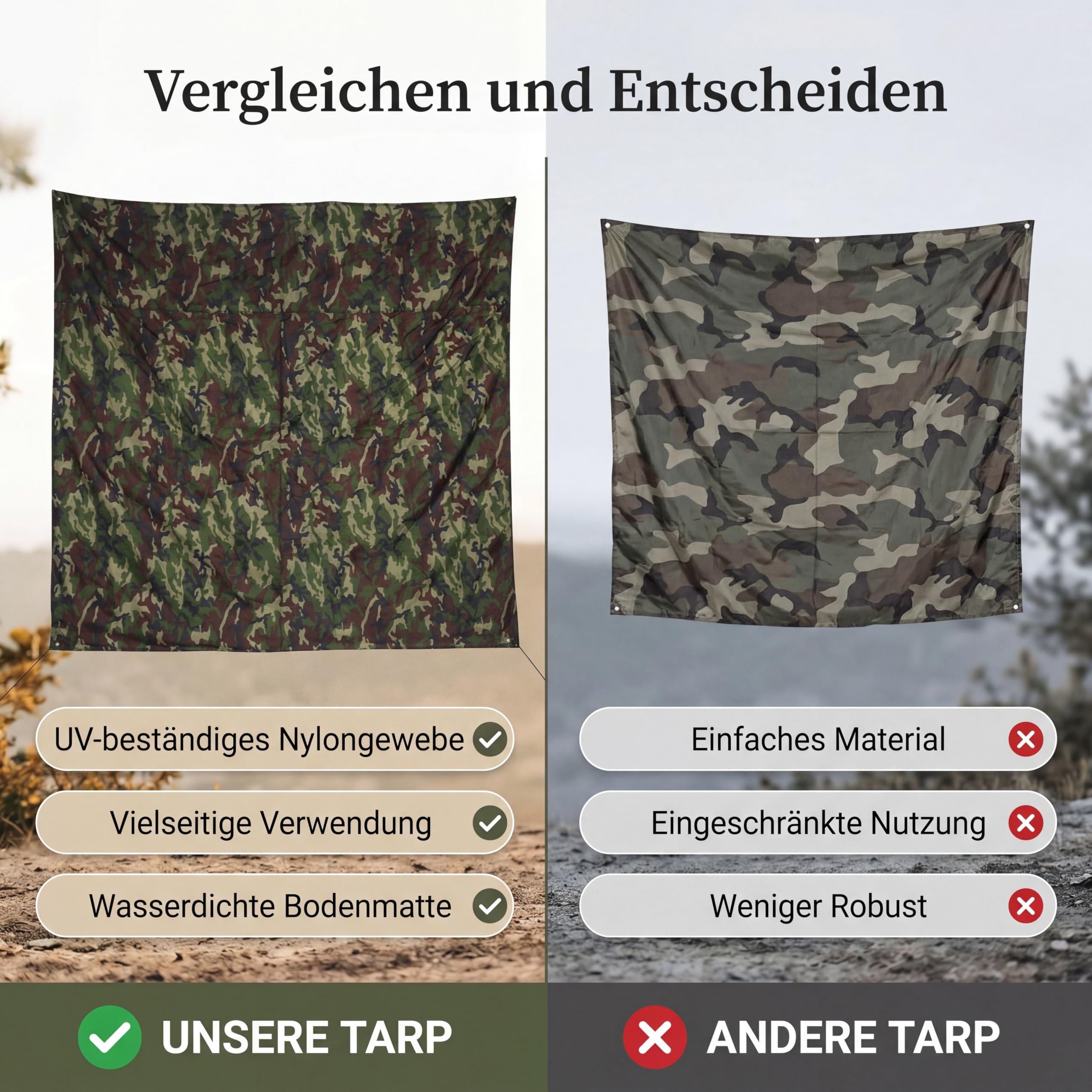 Zelt Plane Footprint Camping Tarp Hängematte Regenfliege Tarp Shelter Groundsheet für Camping Wandern(3 * 2.9M)