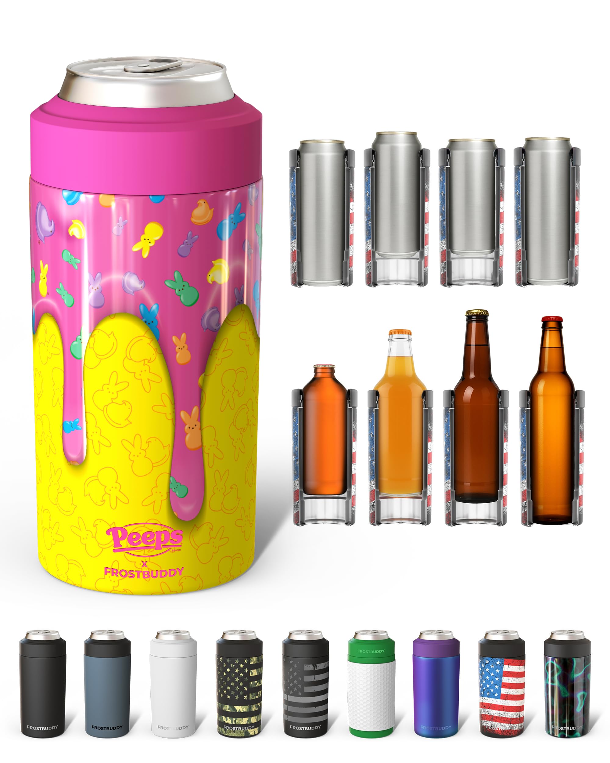 Frost Buddy Universal Can Cooler, Stainless Steel Can Insulator, Peeps Drip