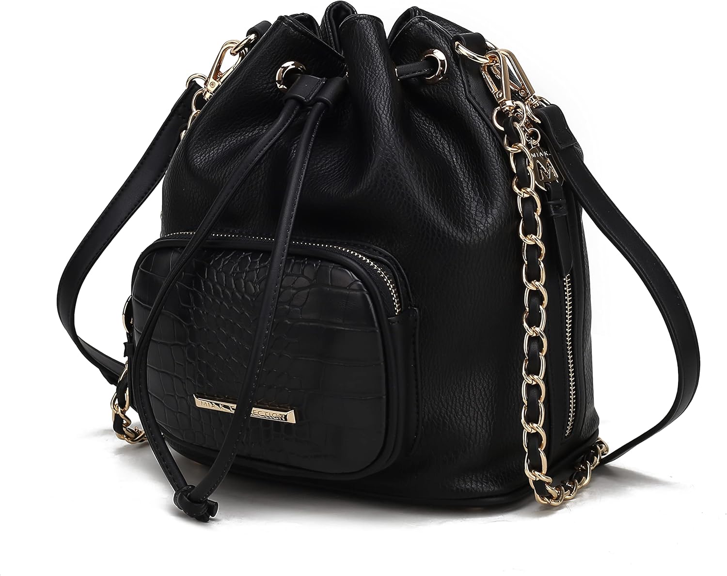 MKF Collection Bucket Shoulder Bag for Women Vegan Leather Crossbody Bag, 2 different style of straps Handbag Purse By Mia K