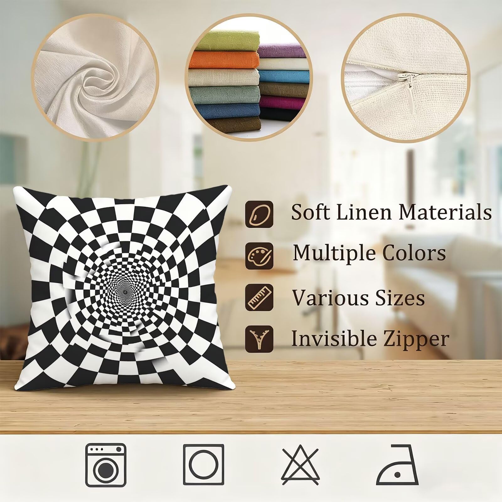 En Blanco Y Negro Funda Cojin 65x65 GeometríA Funda Almohada 65x65 Cojines Sofa Súper Suave Fundas Cojines Decorativos Fundas Almohadas 4 Piezas Cervicales y Cuello, para Hogar Sofa Cama Salon E - 567