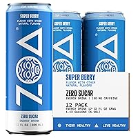Vista 12 de ZOA Zero Sugar Energy Drinks, Tropical Punch - Sin azúcar con electrolitos, vitamina C saludable, aminoácidos, vitaminas B esenciales y cafeína