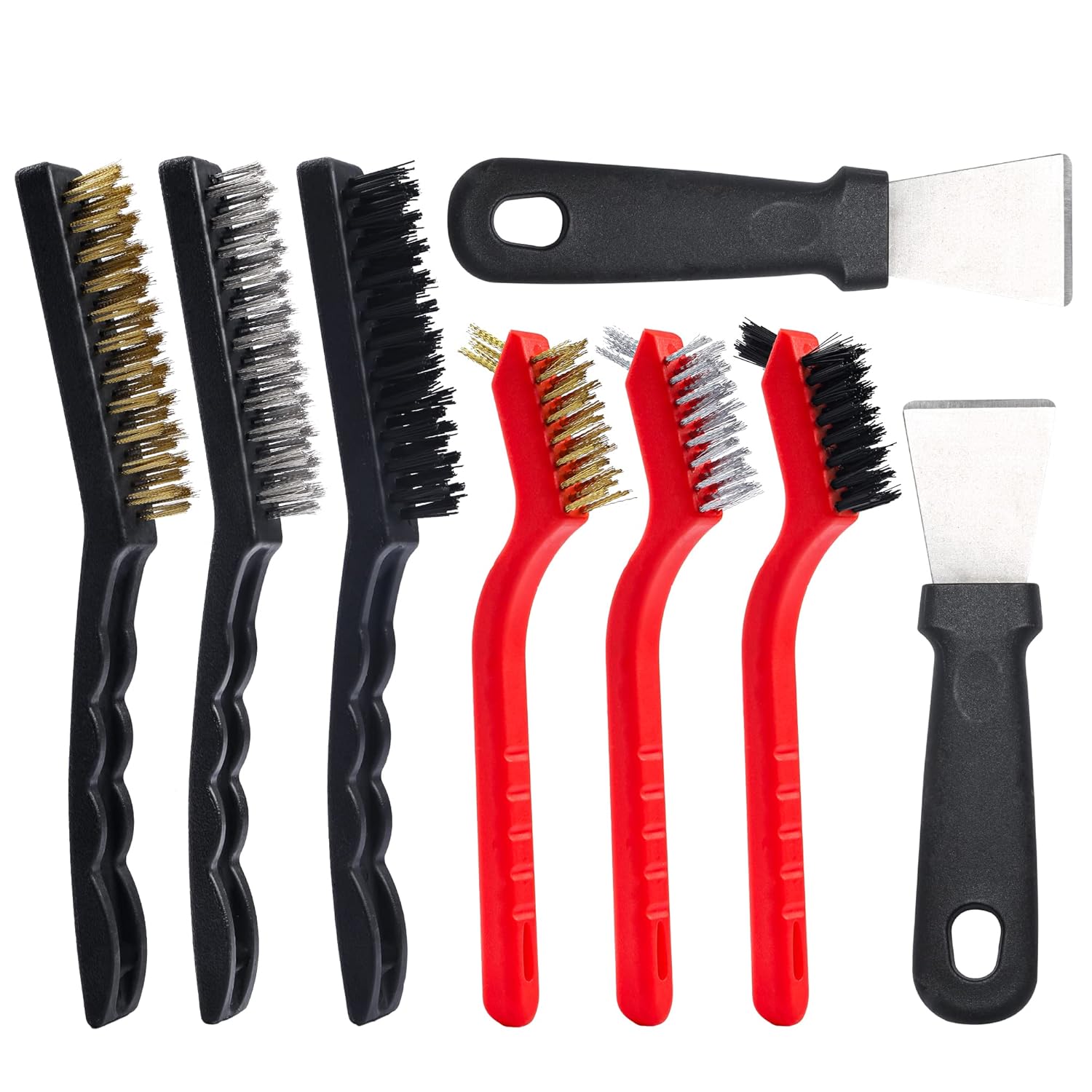 Small Wire Brush Set,8 Packed Heavy Duty Metal Scraper and Brass