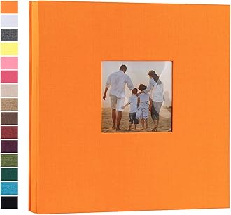 potricher Linen Hardcover Photo Album 4x6 1000 Photos Large Capacity for Family Wedding Anniversary Baby Vacation (Orange, 1000 Pockets)