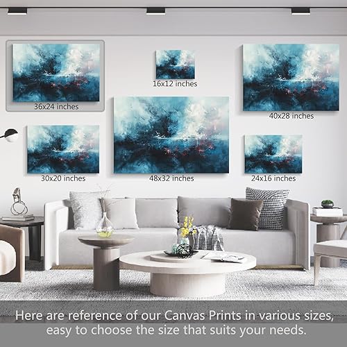 Miniatura 140 de Lienzo artístico para pared, pinturas de arte abstracto, fantasía azul, grafiti colorido sobre fondo blanco; decoración artística moderna para sala