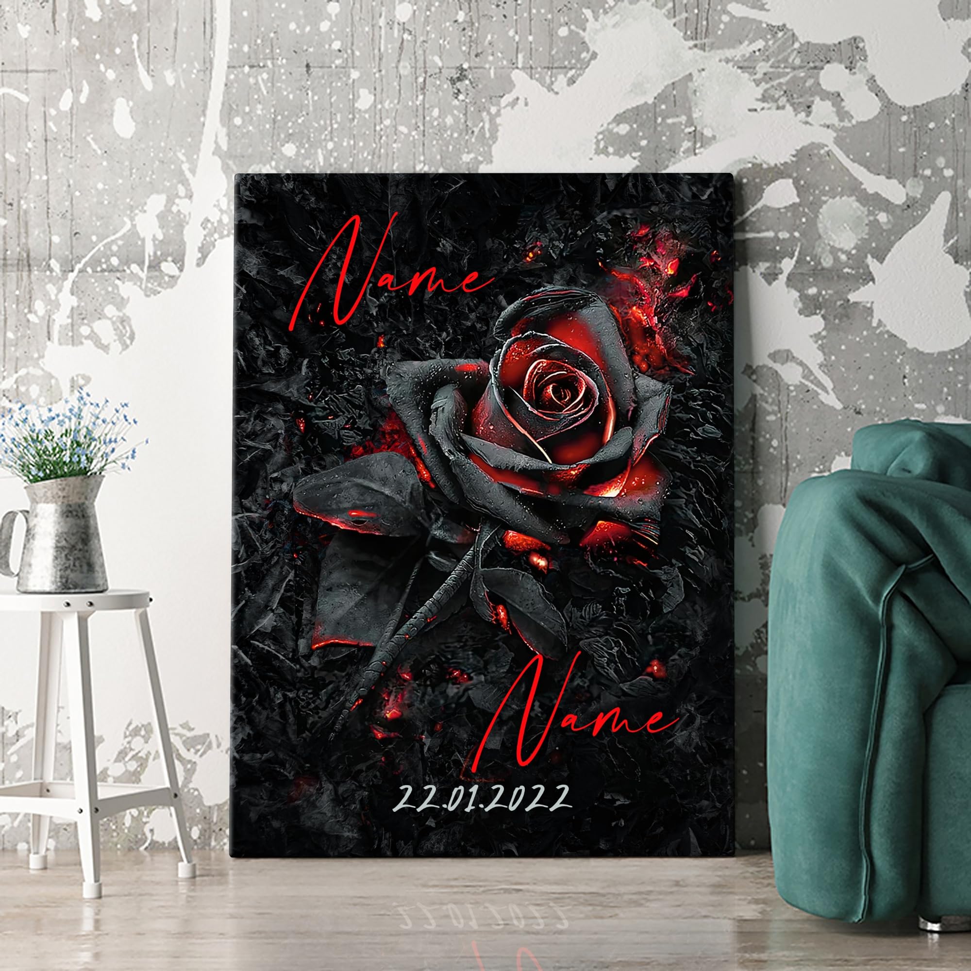 Liebesleinwand Personalisiertes Geschenk für Partner Mystische Leidenschaft Geschenk Jahrestag, Verlobung, Hochzeitstag | Leinwandbild romantisch gestalten