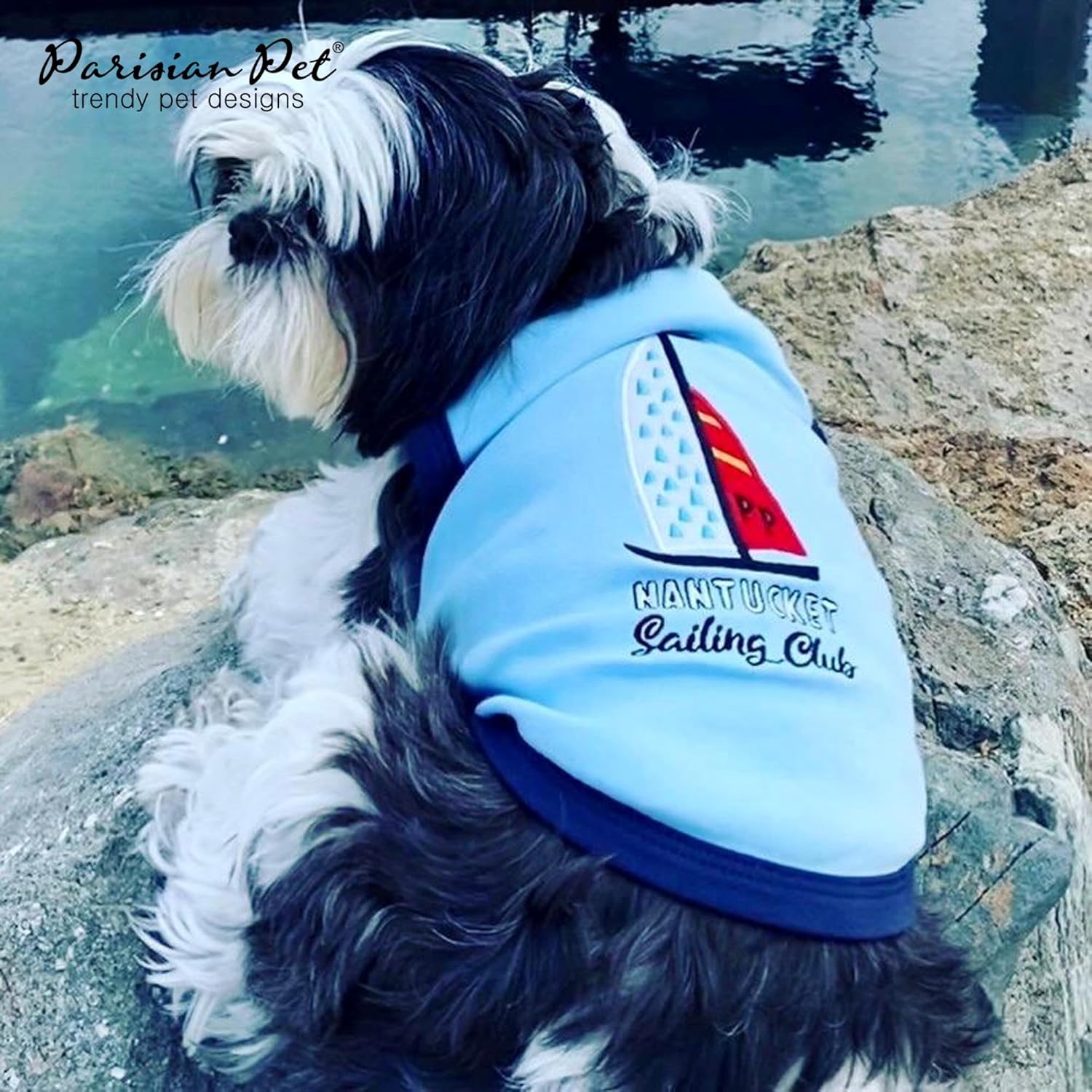 Parisian Pet Dog Shirt – 100% Cotton Shirts for Large Dogs – Nautical Sleeveless Puppy Vest – Lightweight and Breathable Pet Apparel – Pullover Summer Dog Clothes - Stretchy Funny T Shirts for Dogs