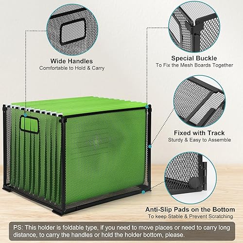 Miniatura 3 de Organizador de carpetas de archivos colgantes, soporte de archivos de metal para escritorio, caja de almacenamiento de documentos de oficina,