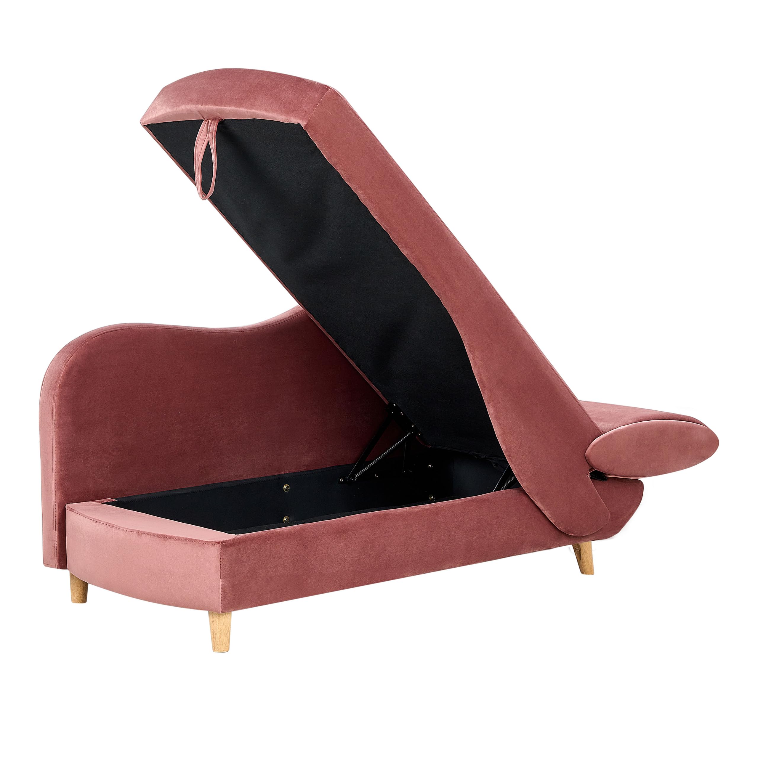 Beliani Chaiselongue Samt rosa rechtsseitig mit Stauraum Kissen modern Meri II