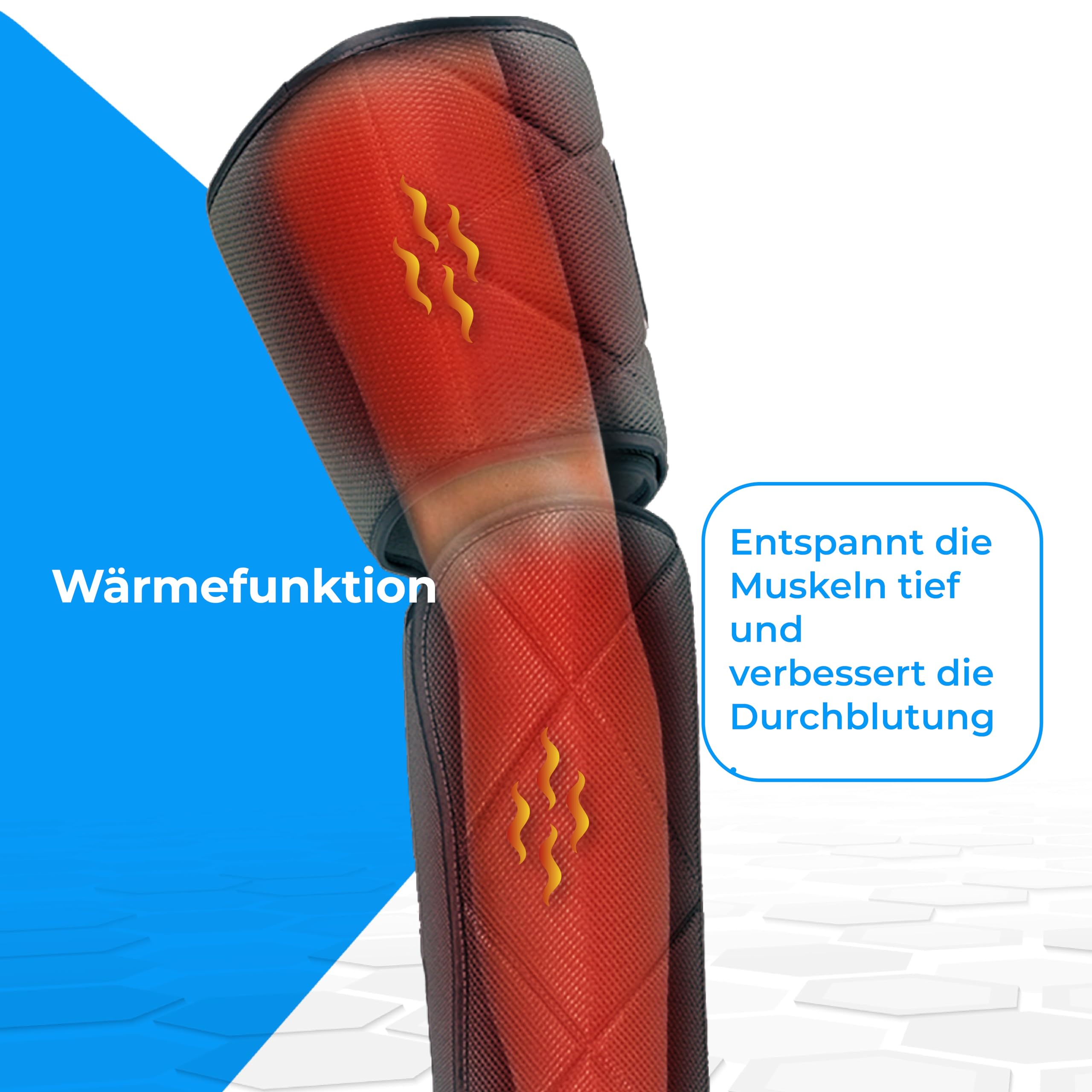 NK Beinmassagegerät mit Luftkompression und Wärmefunktion, 6 Massageprogramme, 4 Intensitätsstufen, 15-Minuten-Timer, Steuergerät mit Tasten, zur Muskelentspannung und für müde Beine