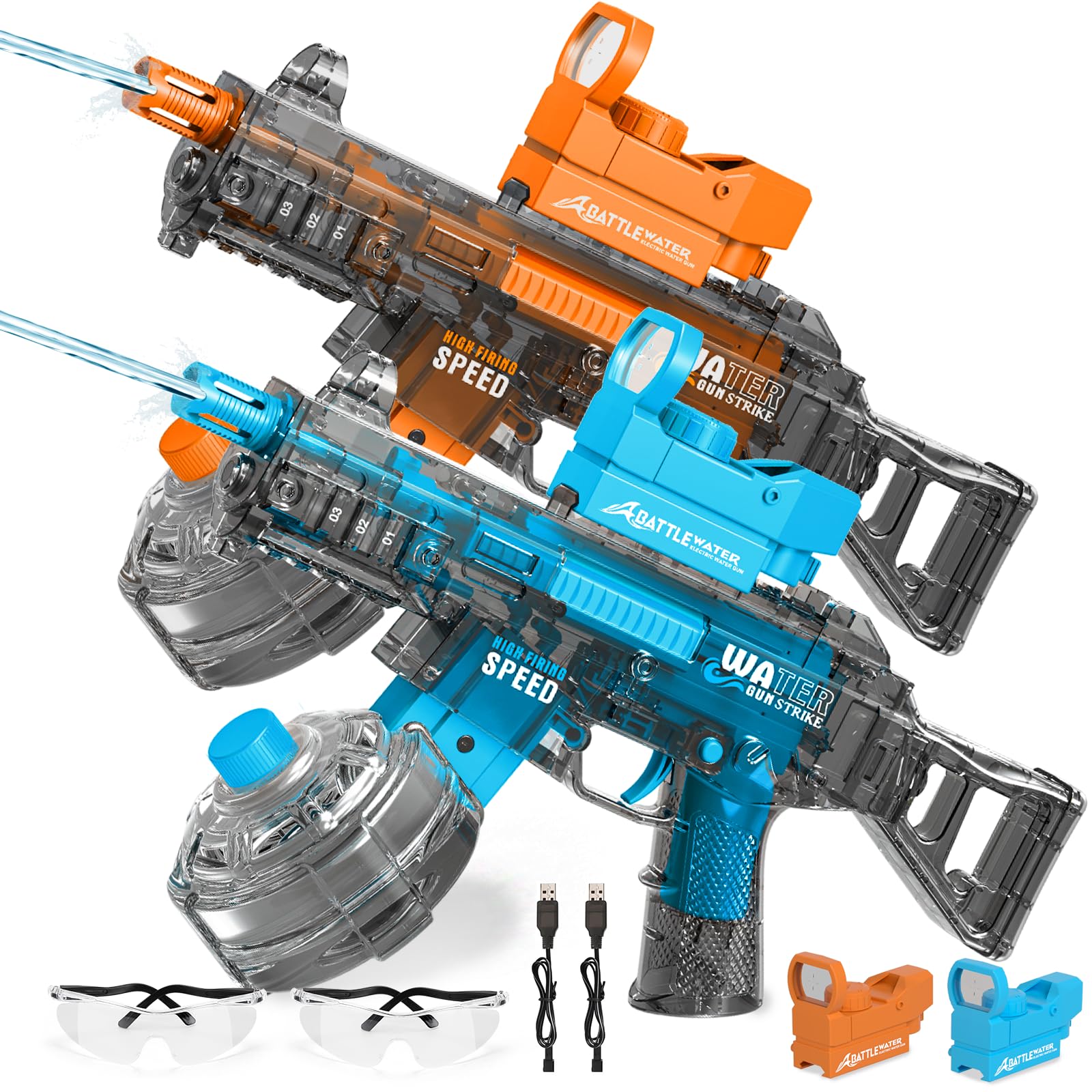 2 Pack Electric Water Guns for Adults Kids Automatic Squirt Water Gun High Capacity Water Gun Ultimate Battle Powerful Water Blaster Up To 33 FT Long Range Summer Outdoor Beach Swimming Pool Water Toy