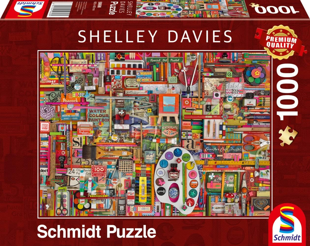 Shelley Davies: Vintage Artist’s Materials – 1000 Piece Jigsaw Puzzle by Schmidt Spiele – Kids and Adults Ages 12+, SCH59698